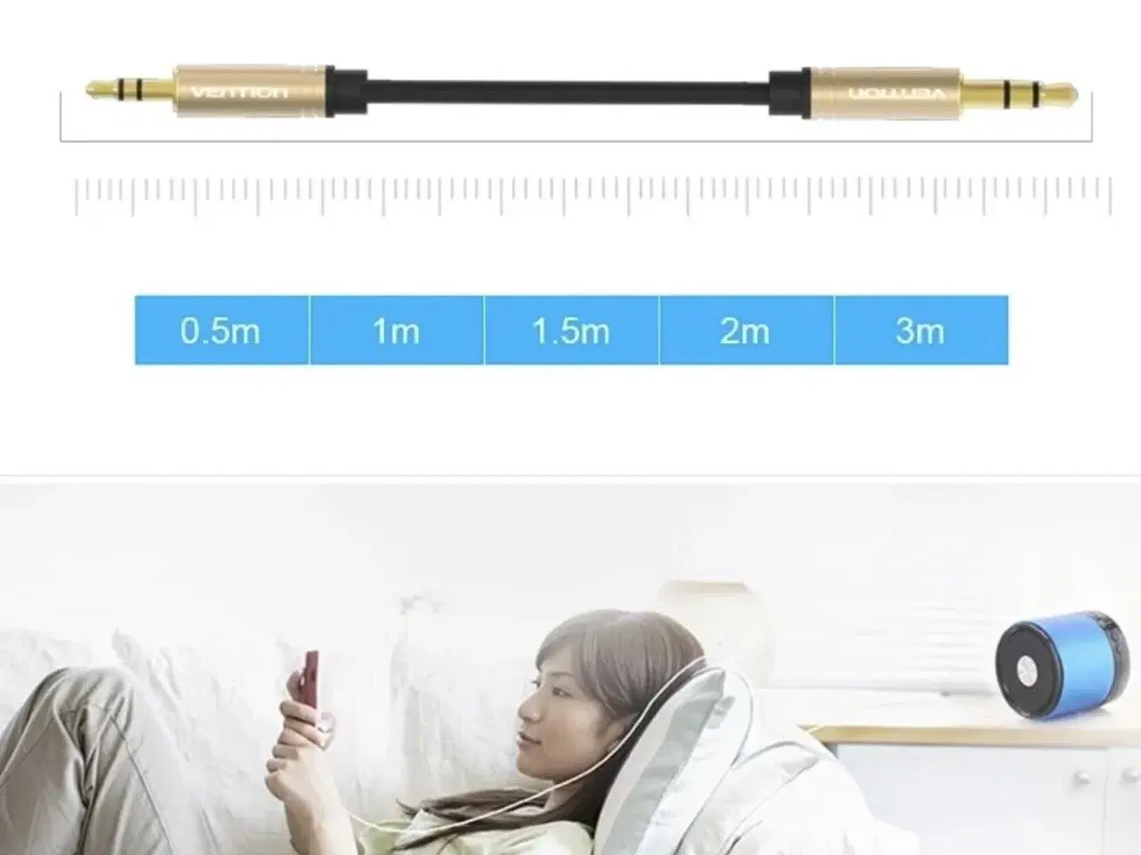 Billede 6 - Aux-kabel 2,5 til 3,5 lydkabel 3,5 mm til 2,5 mm A