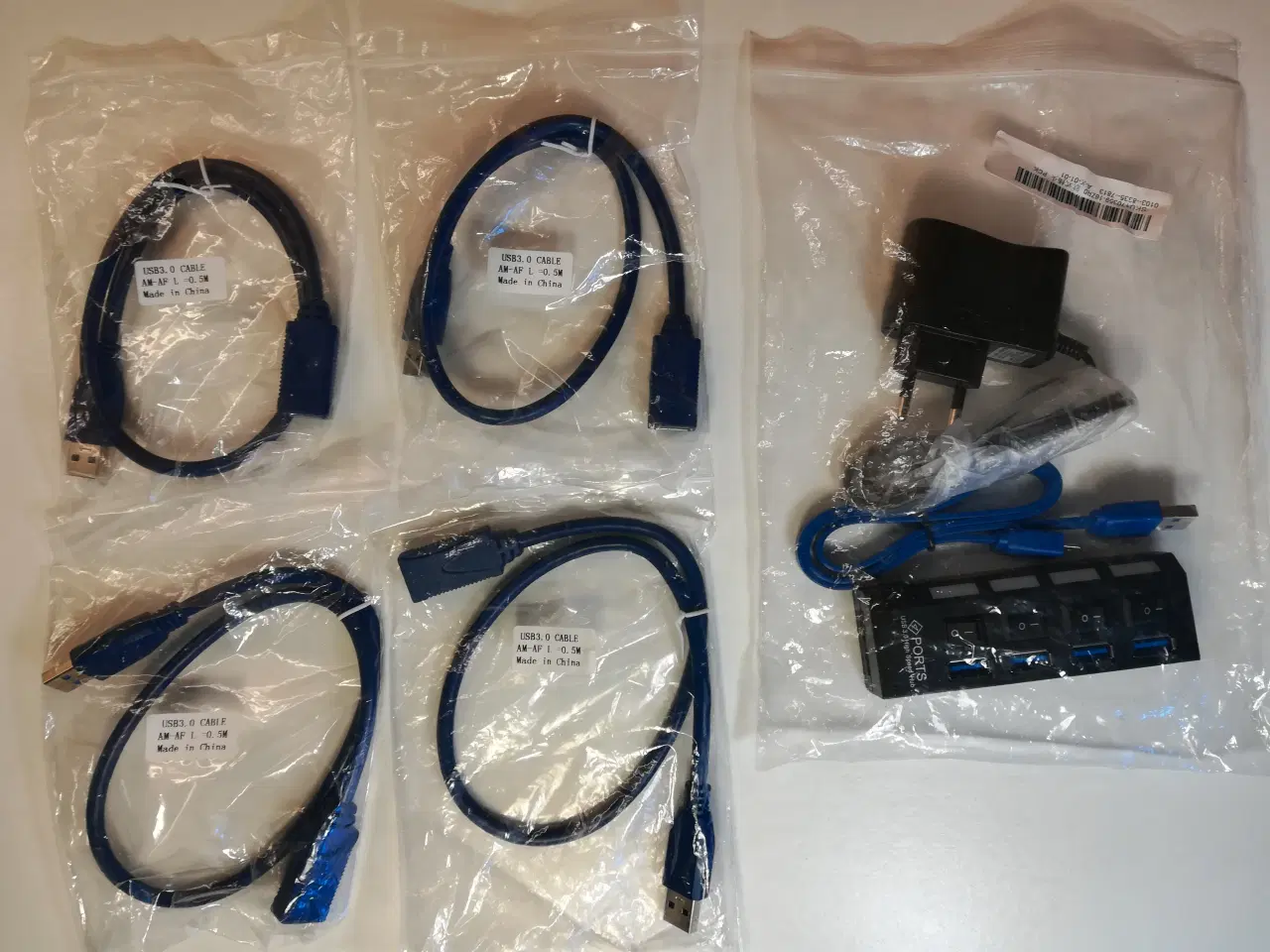 Billede 1 - 4-Ports USB 3.0 Hub med strømforsyning + ekstra
