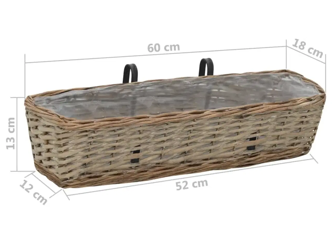 Billede 6 - Plantekasse til balkonen 2 stk. kurveflet med PE-foring 60 cm