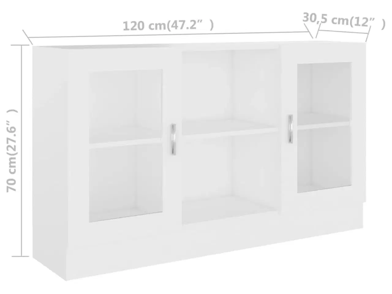 Billede 8 - Vitrineskab 120x30,5x70 cm konstrueret træ hvid