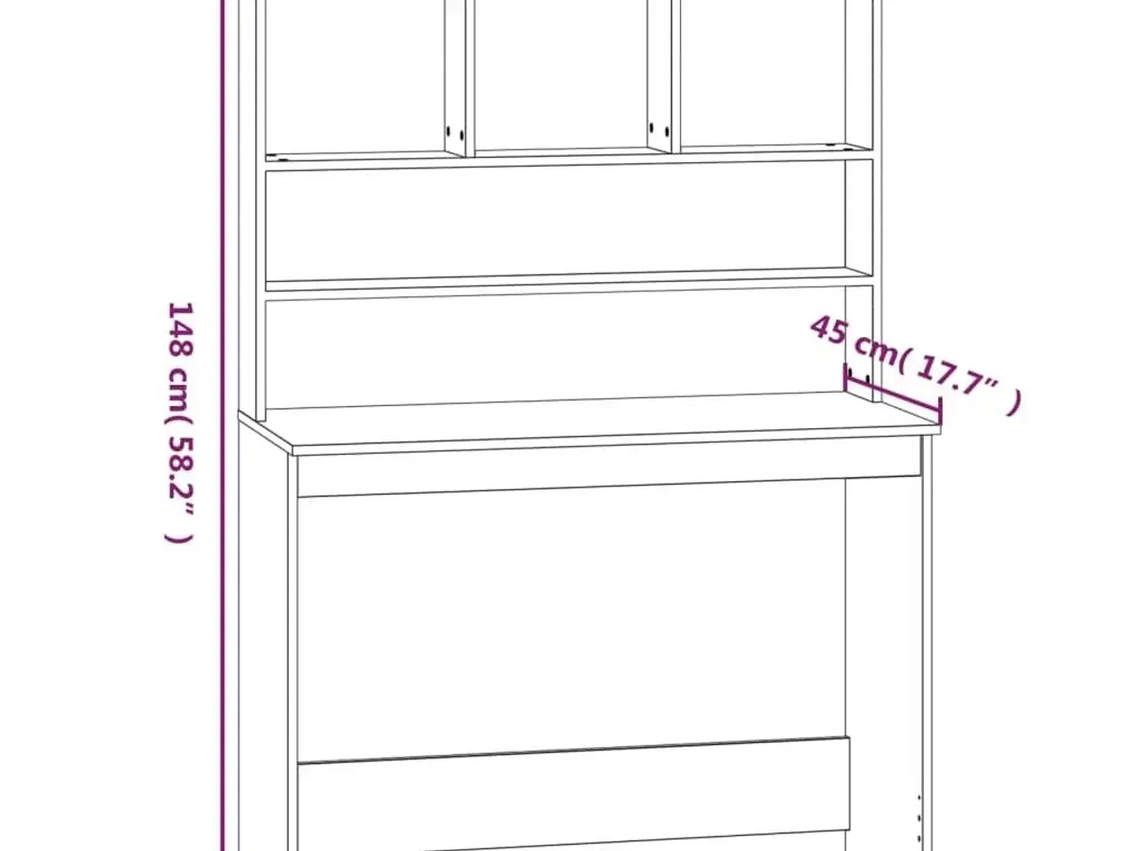 Billede 8 - Skrivebord m. hylder 102x45x148 cm konstrueret træ hvid