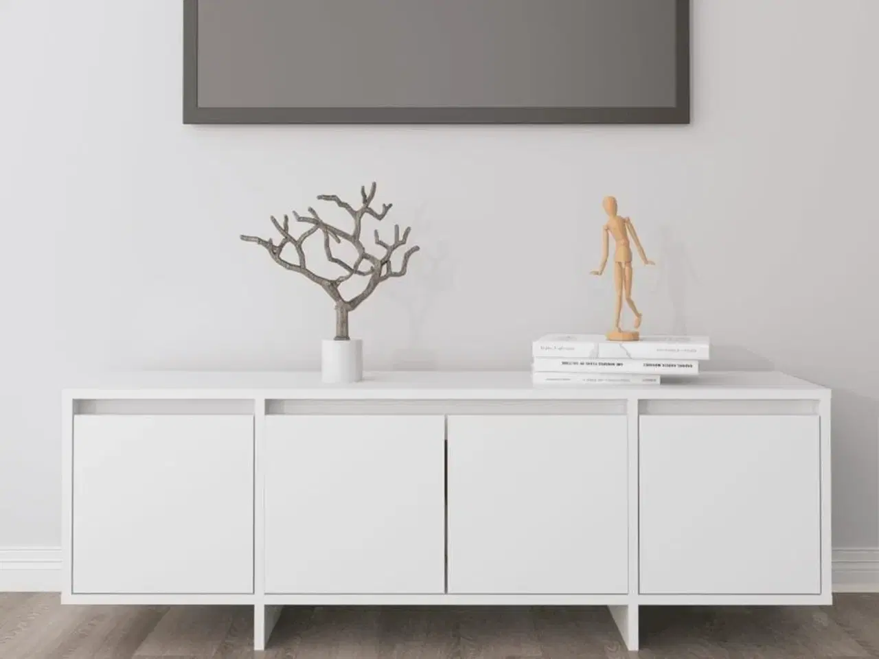Billede 1 - Tv-bord 120x30x40,5 cm konstrueret træ hvid