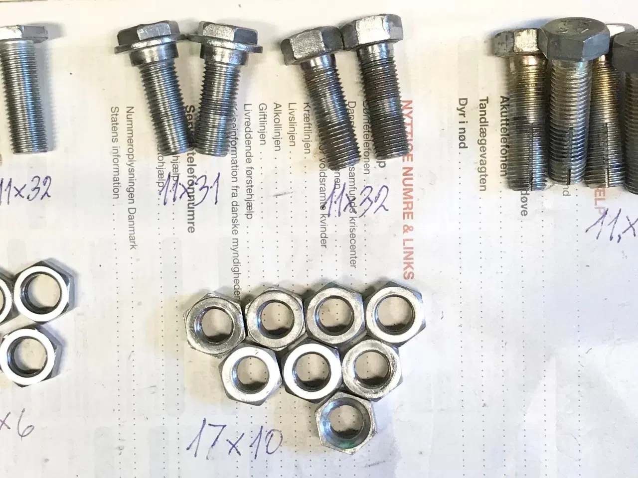 Billede 1 - 11mmx1,25 bolte & møtrikker
