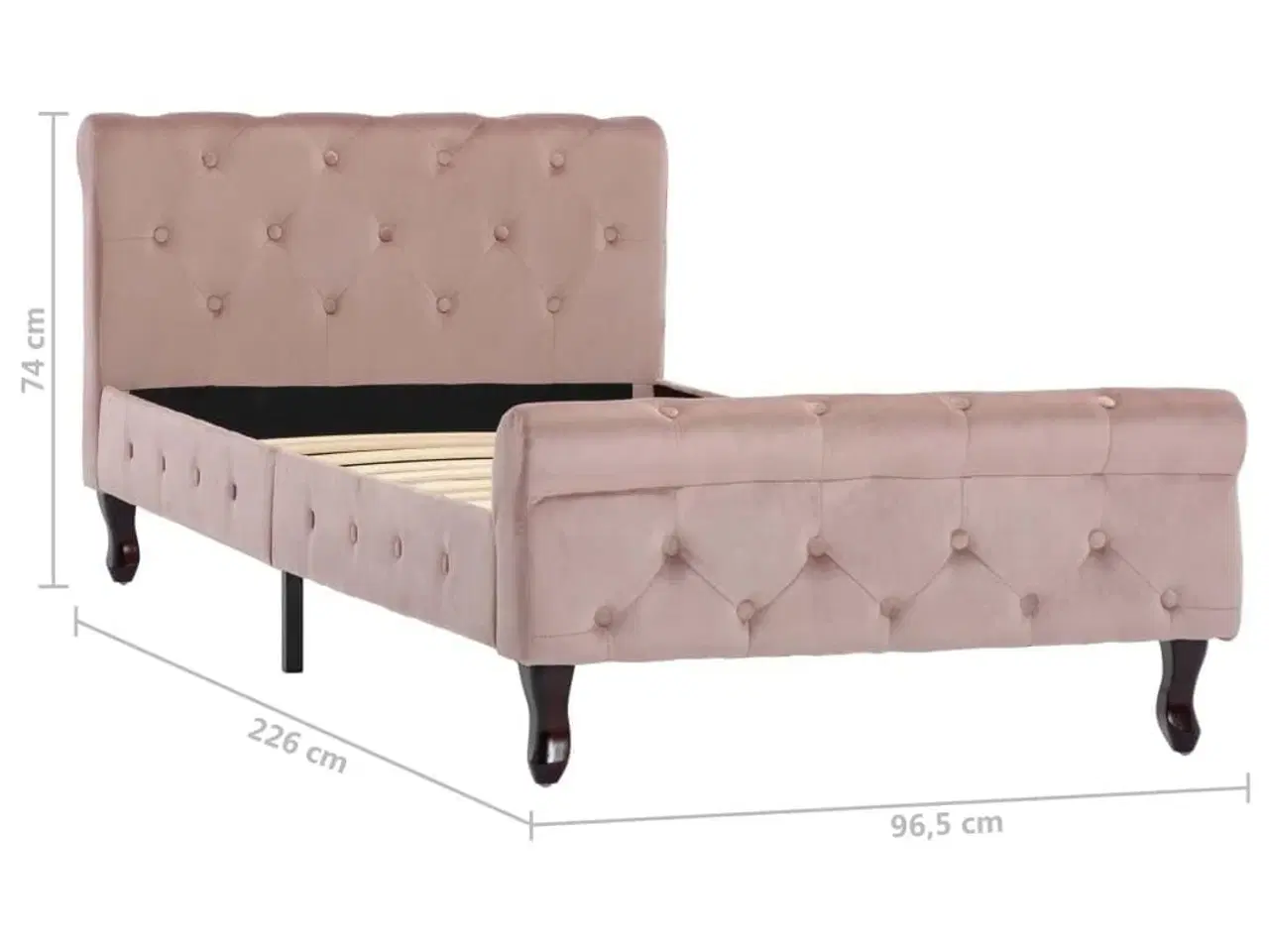 Billede 7 - Sengestel 90x200 cm fløjl lyserød