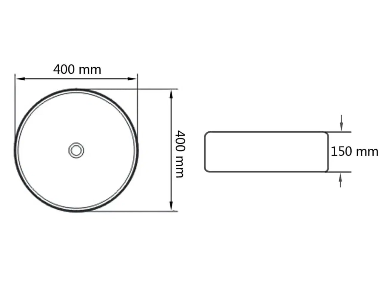 Billede 6 - Håndvask rund keramik 40x15 cm hvid