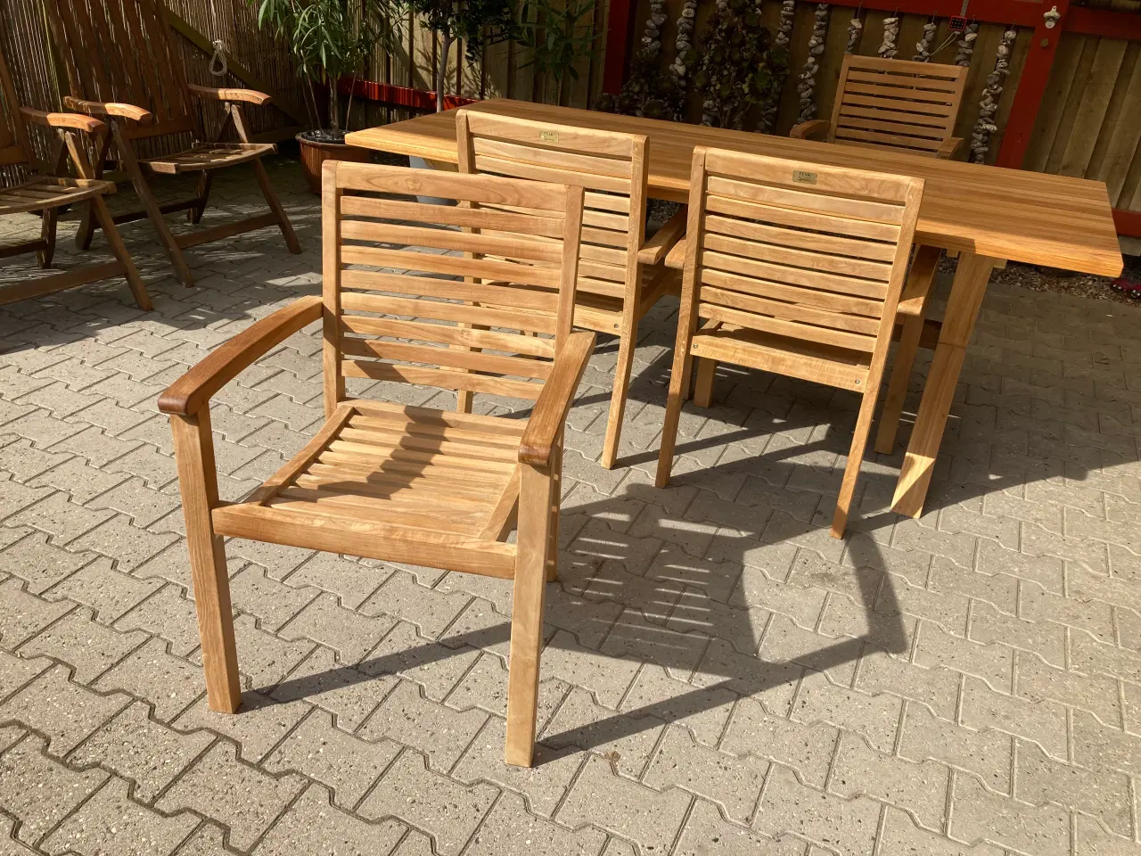 Billede 1 - Havestole teak 4 stk. incl. sædehynder