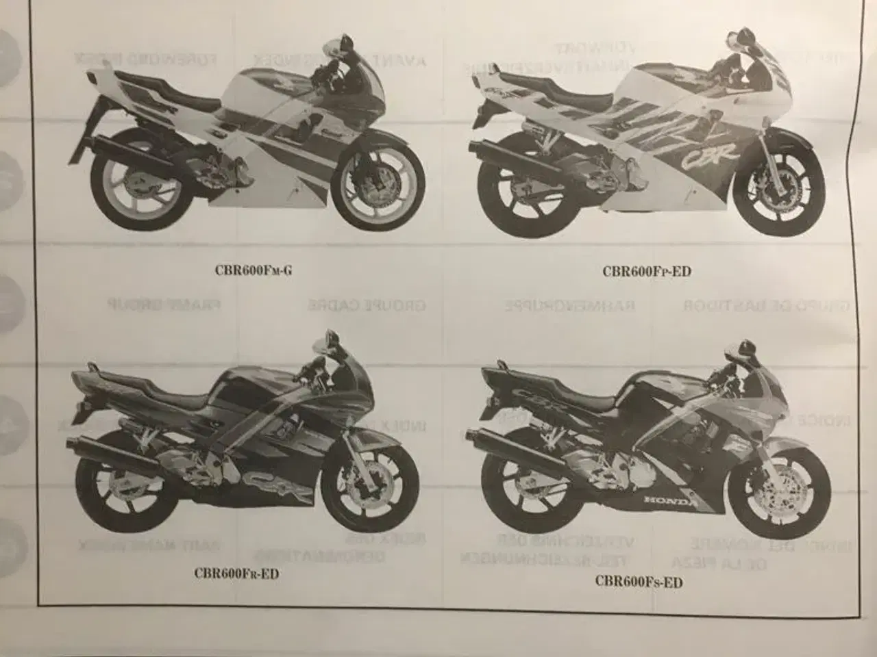 Billede 1 - Honda CBR 600 dele katalog