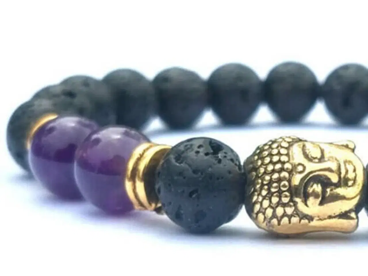 Billede 1 - Armbånd m.Buddah.m.Charm.Mat: amertyst/lavasten