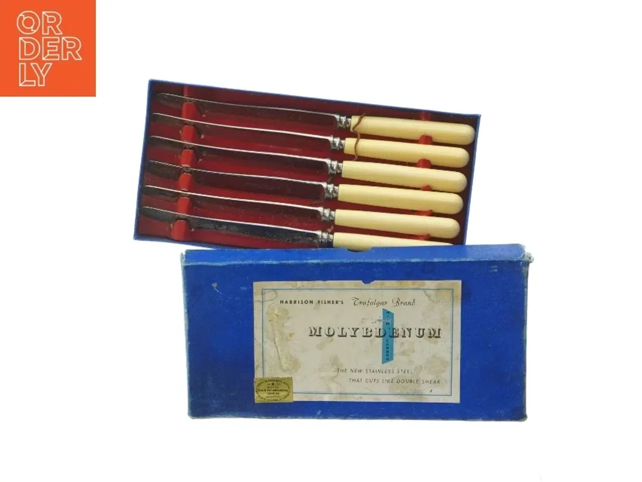 Billede 1 - Gammelt knivsæt med original æske fra Mollybdenum (str. 6 styk. 24 cm)