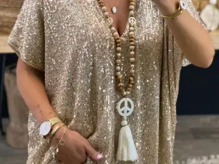 Bluse. I gold Sequin . Str Medium/(Large)-flot