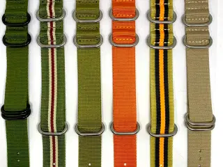 Nato nylon, læder, stål,  - 20mm 