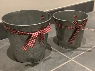 Zink urtepotteskjulere / spande - 2 stk. ubrugte
