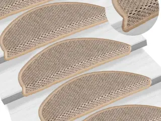 Selvklæbende trappemåtter 15stk. 56x17x3cm sisal-look lys beige