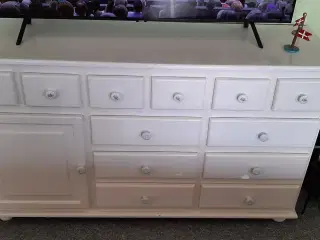 Købmandsdesk med låge + skuffer, hvid malet