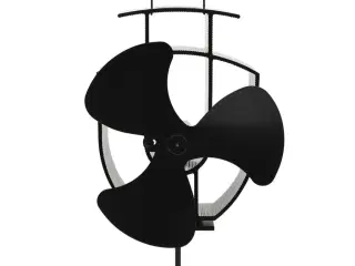 Varmedrevet ovnventilator 3 blade sort