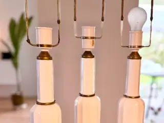 Tre Heiberg bordlamper i porcelæn og messing