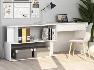 Skrivebord til hjørne 200x50x76 cm konstrueret træ hvid