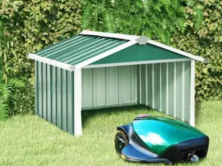 Garage til robotplæneklipper 92x97x63 cm galvaniseret stål grøn