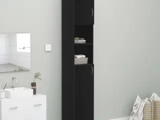 Badeværelsesskab 32x25,5x190 cm konstrueret træ sort