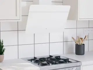 Væghængt emhætte 60 cm stål og hærdet glas hvid