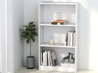 Bogreol med 3 hylder 60x24x109 cm konstrueret træ hvid
