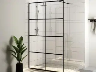 Brusevæg 100x195 cm klart sikkerhedsglas sort