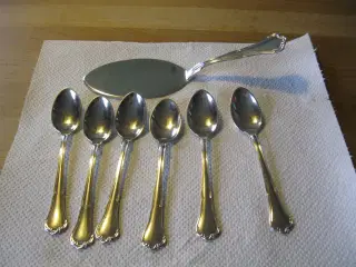 Anne Marie sølvplet kagespade + 6 teskeer