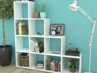 Trappereol/displayreol 142 cm hvid