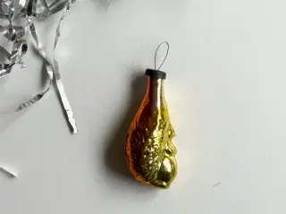 Vintage juleornament, gul/orange egern