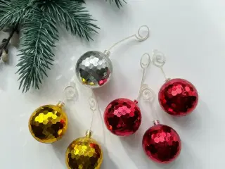 Retro disko julekugler, 6 stk samlet