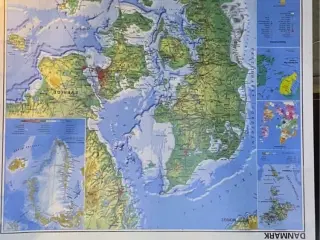 Danmarks kort 2 stk. Europa kort 1 stk 900kr