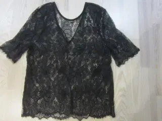 Str. XS, sort blondebluse m. korte ærmer