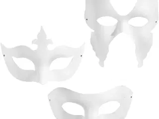 Masker, H: 10-20 cm, B: 18-20 cm, hvid, 3x4stk./ 1 pk.