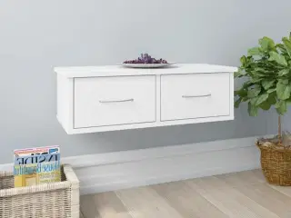 Væghængt skuffe 60x26x18,5 cm konstrueret træ hvid