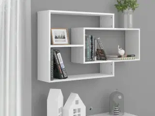Væghylder 104x20x58,5 cm konstrueret træ hvid højglans