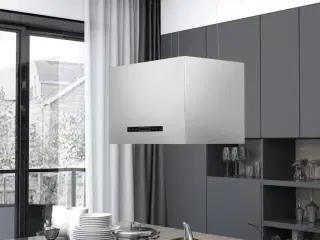 Hængende ø-emhætte med touchsensor LCD 55 cm rustfrit stål