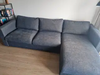 3 prs chaiselong sofa med seng der kan trækkes ud