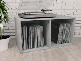 Opbevaringsreol til lp'er 71x34x36 cm konstrueret træ betongrå