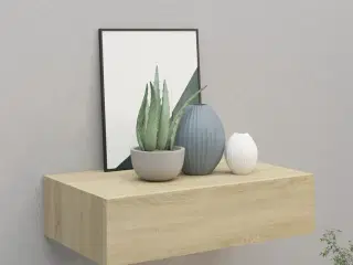 Væghylde med skuffe 40x23,5x10 cm MDF egetræsfarvet