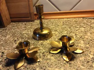 3 messing lysestager