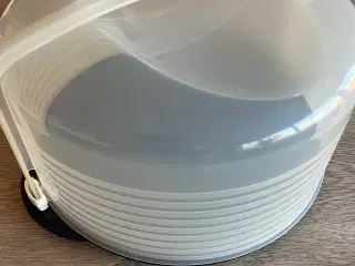 Lagkageboks/fad m. låg, Tupperware. Transportabelt