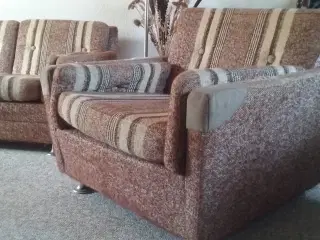 3 persons sofa + 2 lænestole brun / hvide striber 