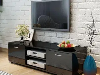 Tv-bord 140x40,5x35 cm sort højglans