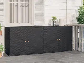 Opbevaringsskab til haven 198x55,5x80 cm polyrattan sort