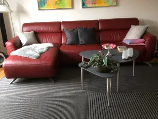 Natuzzi lædersofa med el-recliener næsten ny.