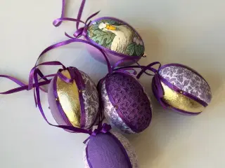 Mini påskeæg, mørkelilla m guld, 5 stk samlet, NB