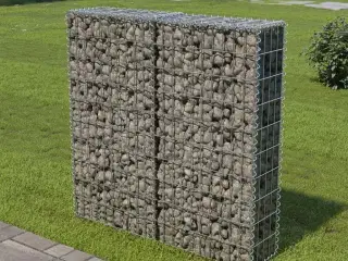 Gabionvæg med dæksler galvaniseret stål 100 x 20 x 100 cm