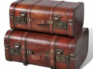 Skattekiste vintagestil 2 stk. brun træ