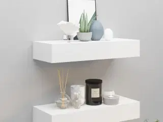 Væghylder med skuffer 2 stk. 60x23,5x10 cm MDF hvid