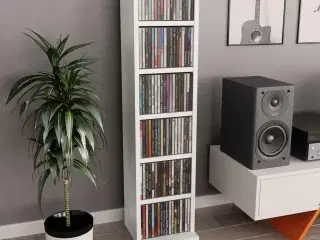 Cd-reol 21x20x88 cm konstrueret træ hvid